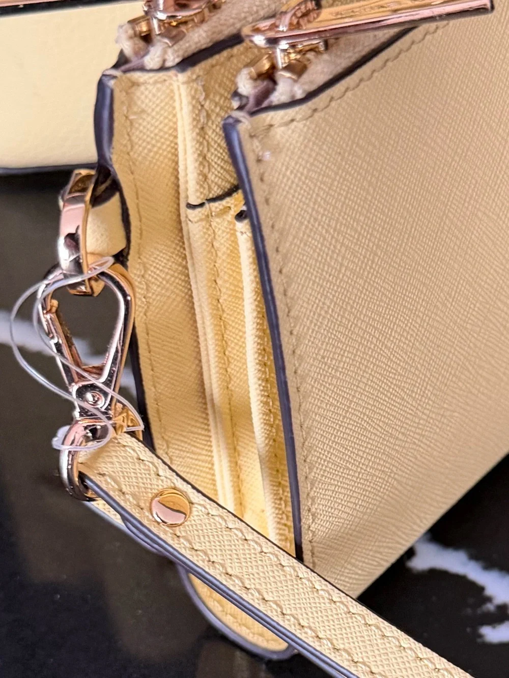 Michael Kors Yellow Pebbled Leather Satchel Wallet Set - Picture 10 of 14